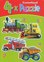 CASTORLAND PUZZLE 4 Sestavljanke v enem paketu 4 V 1 " Vlak, Buldožer, Gasilski avto in Kamion "